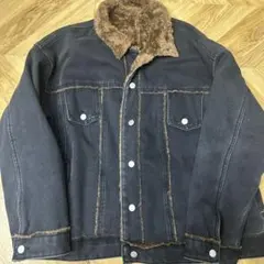 ダークブルー デニムジャケット ファー付き