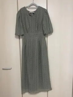 ラグナムーン　パーティドレス M 総レース カーキ
