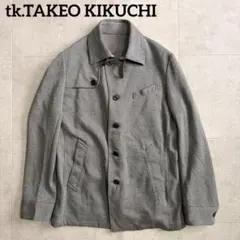 tk タケオキクチ　コート ジャケット スタンドカラー 首元ベルト グレー m