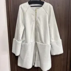 ライトグレー ジップアップ ムートンコート