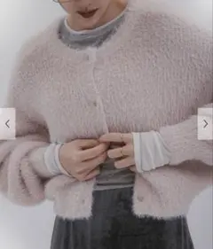 SENSE OF PLACE オブラメシャギークロップドカーディガン ピンク