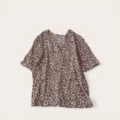 レリアン デザインシャツ レオパード柄 日本製 Tシャツ ストレッチ カジュアル