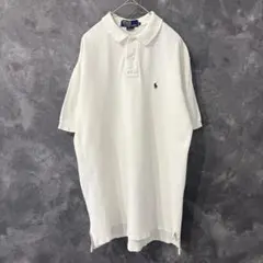 90s POLO Ralph Lauren USA製 ポロシャツ 白 刺繍ロゴ