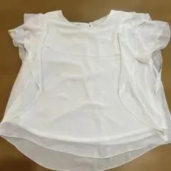 ONWARD ホワイトシフォンフリル袖ブラウス