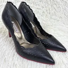 美品 DIANA ダイアナ カットワーク レッドソウル パンプス 黒