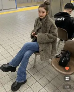 CANIE ボアボタンハーフコート