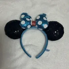 ミニー カチューシャ 青 黒 水玉 ドット ディズニー