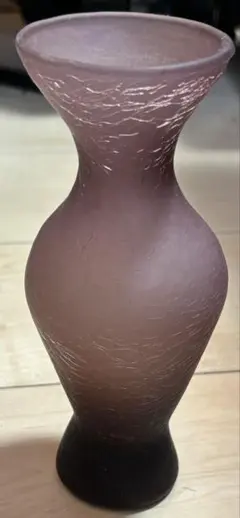 【上品デザイン】箱あり　フロストガラス 花瓶 ベース パープルブラウン