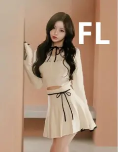 darich ウエストオープンリボンデザインニットミニワンピース