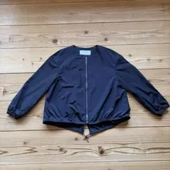 美品【ADORE 】アドーア　ノーカラージャケット　パーカー　ネイビー