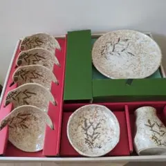 【未使用】竹模様の陶器製 和風 食器セット全部で10点　お鍋に