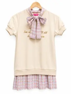 LOVE RABBY 半袖ワンピース ベージュ チェック柄のサムネイル