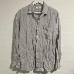 極美品　ユニクロUNIQLO プレミアムリネンシャツ　長袖　ライトグレー　L