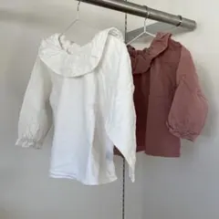 韓国子供服 フリル襟 トップス