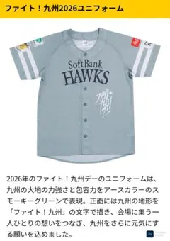 ソフトバンクホークス ファイト！九州デー配布ユニホーム Lサイズのサムネイル