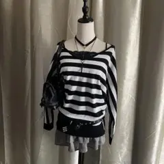 セシルマクビー ボーダー柄 チュニック ラメ 平成ギャル y2k
