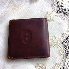 Cartier 二つ折り財布 ボルドー ゴールド金具