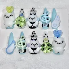 ♡現品♡ロングネイルチップ　平成女児　ウィッシュコア　y2k ショボーン　顔文字