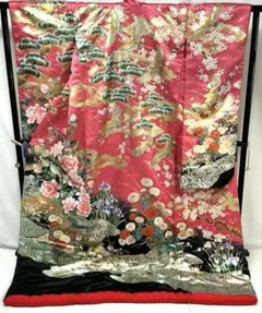 b436 正絹　豪華絢爛　色打掛　箔　金銀ラメ　花嫁衣装ウエディング　極美品着物のサムネイル