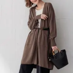⭐︎美品【23区】洗える リネン シルク ブレンド カーディガン ロング ブラウン