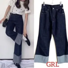 未使用/グレイル ロールアップフレアデニムパンツ インディゴ M