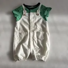 ロンパース・カバーオール 緑色と白色