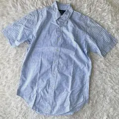 ラルフローレン 半袖 チェック柄 BDシャツ S コットン ポニーロゴ刺繡
