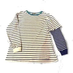 niko and...クレイジーボーダー ロンT Lサイズ ブルー系 汚れあり