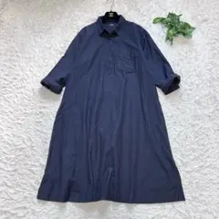 美品マーガレットハウエル オープンカラー シャツワンピース コットン カシミヤ