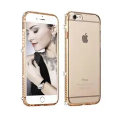 iPhone用ケース クリア・ゴールド