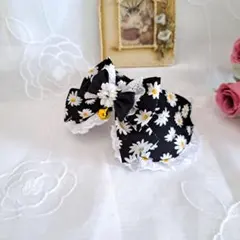 黒①(マーガレット)わんちゃん猫ちゃん用襟つき首輪