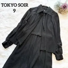 東京ソワール ブラックフォーマル プリーツ シフォン レース 夏用 ベルト付き