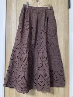 新品★サマンサモスモス★カットワーク刺繍ギャザースカート★ブラウン