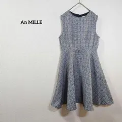 アンミール　ワンピース　ひざ丈ワンピース　ノースリーブ　フレア　黒　ツイードのサムネイル