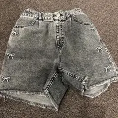 GLOBALWORK　GOODデニム　アソートショートパンツ　リボン刺繍　150