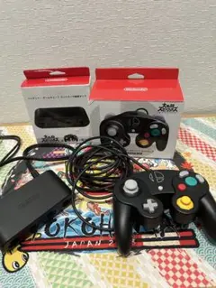 GCコントローラー接続タップ　GCコントローラースマブラブラック　セット