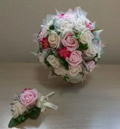 ウェディングブーケ ブートニア セット