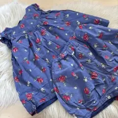 petit main 花柄ワンピースとショートパンツセット