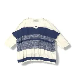 【美品】nano-universe ボーダー 五分袖ニット　オーバーサイズ