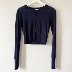 COCO DEAL ネイビー クロップドカーディガン