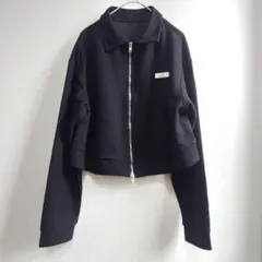 美品　shein シーイン　パッチドロップショルダークロップスウェットシャツ　黒