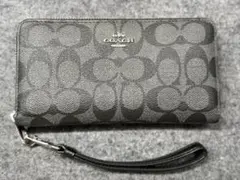 極美品＊coach コーチ　シグネチャー長財布 馬車金具ブラック