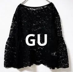 GU レースブラウス XL ブラック キャンディスリーブ きれいめ ゆったり
