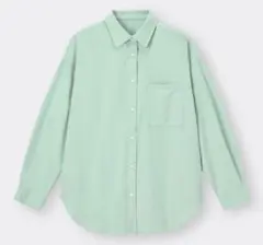 GU　レディースオーバーサイズシャツ 長袖 Mサイズ　レギュラーカラー　グリーン