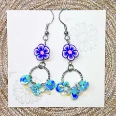 【ピアス/イヤリング】ピアス エスニック ブルー系 シルバー イヤリングに変更可