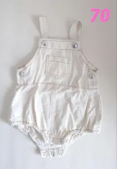70サイズ ホワイトデニム オーバーオール