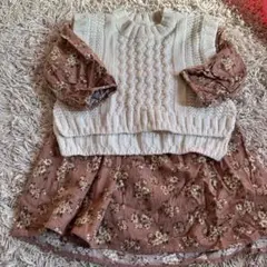 プティマイン ワンピース、ニットベスト セット