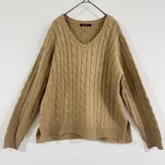 【美品】INGNI ケーブル編み Vネックニット M キャメル ゆったり