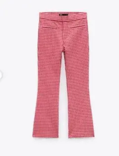 ZARA フレアパンツ 赤チェック カジュアル