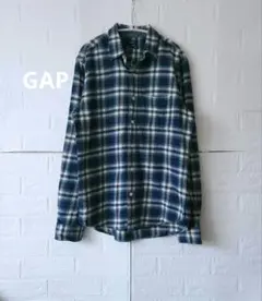 ギャップ　 ネイビー系チェック長袖シャツ